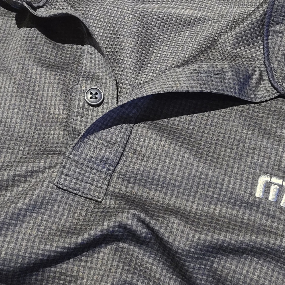 Travis Mathew Textured Gray/Steel Blue Polo - Picture 3 of 4